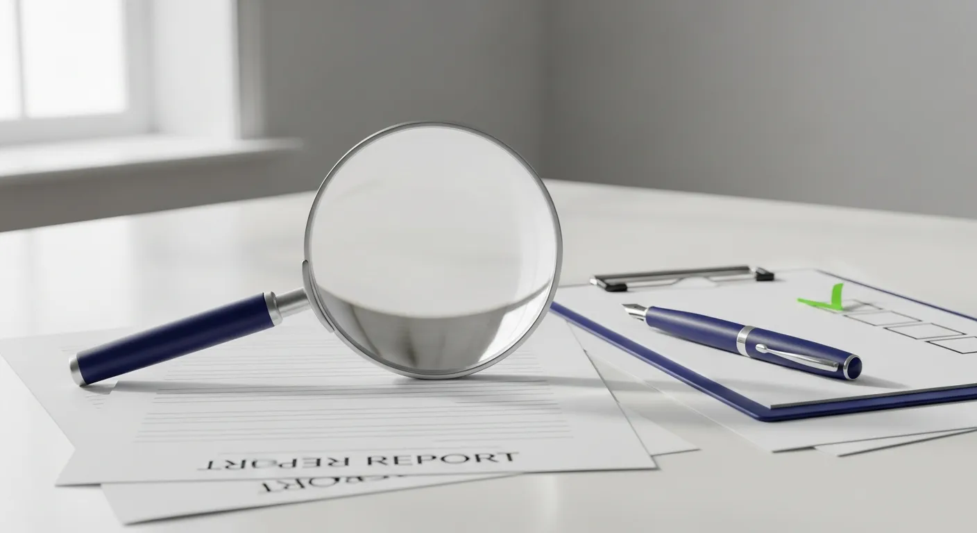 Loupe posée sur un rapport d'assurance, illustrant la contre-expertise après un sinistre
